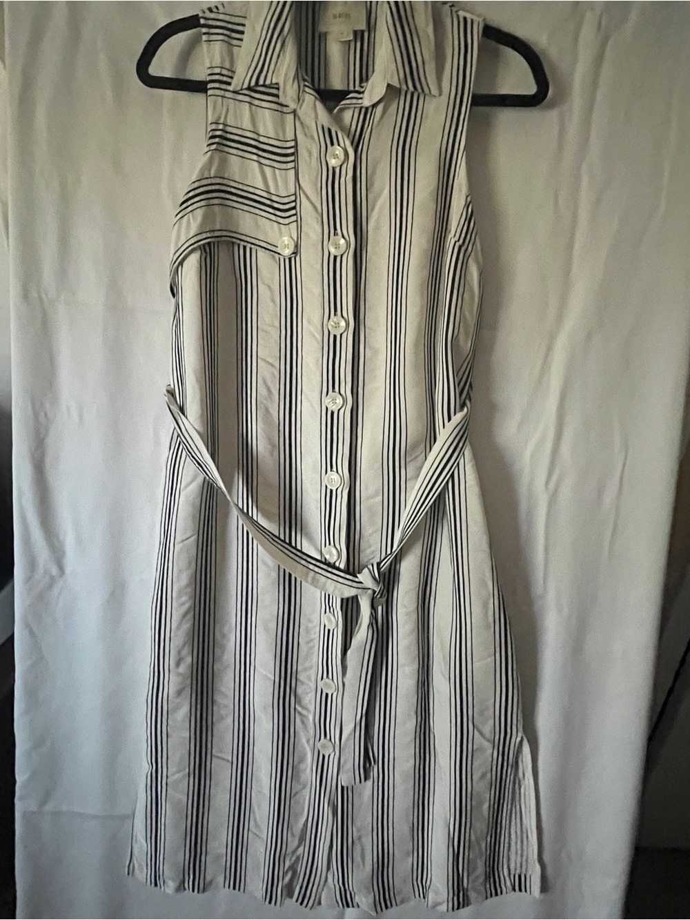 Anthropologie Maeve Sleeveless Striped Button-Front Versatile Shirt Dress - Picture 5 of 9
